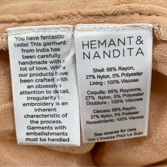 NWT HEMANT AND NANDITA Veena Dress in Nude Size Large One Shoulder Formal - Picture 13 of 14